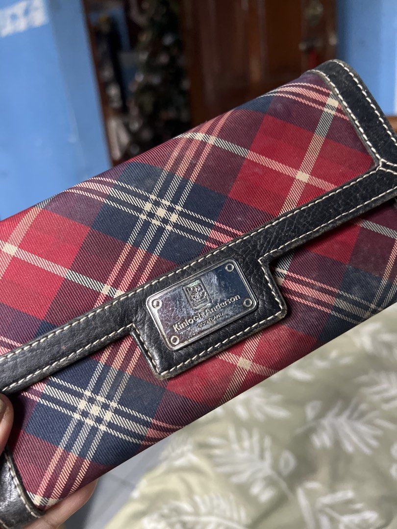 Kinloch Anderson Plaid Wallet (Category: Wallets & Card holders) located in Lipa City. Submitted by wen_68 (Listing ID 1460993229, Image 1). Description: - Classic Kinloch Anderson wallet - Red, blue, and white plaid exterior - Black leather trim and interior - Multiple card slots - Zippered coin pocket - Secure snap closure - Perfect for everyday use.