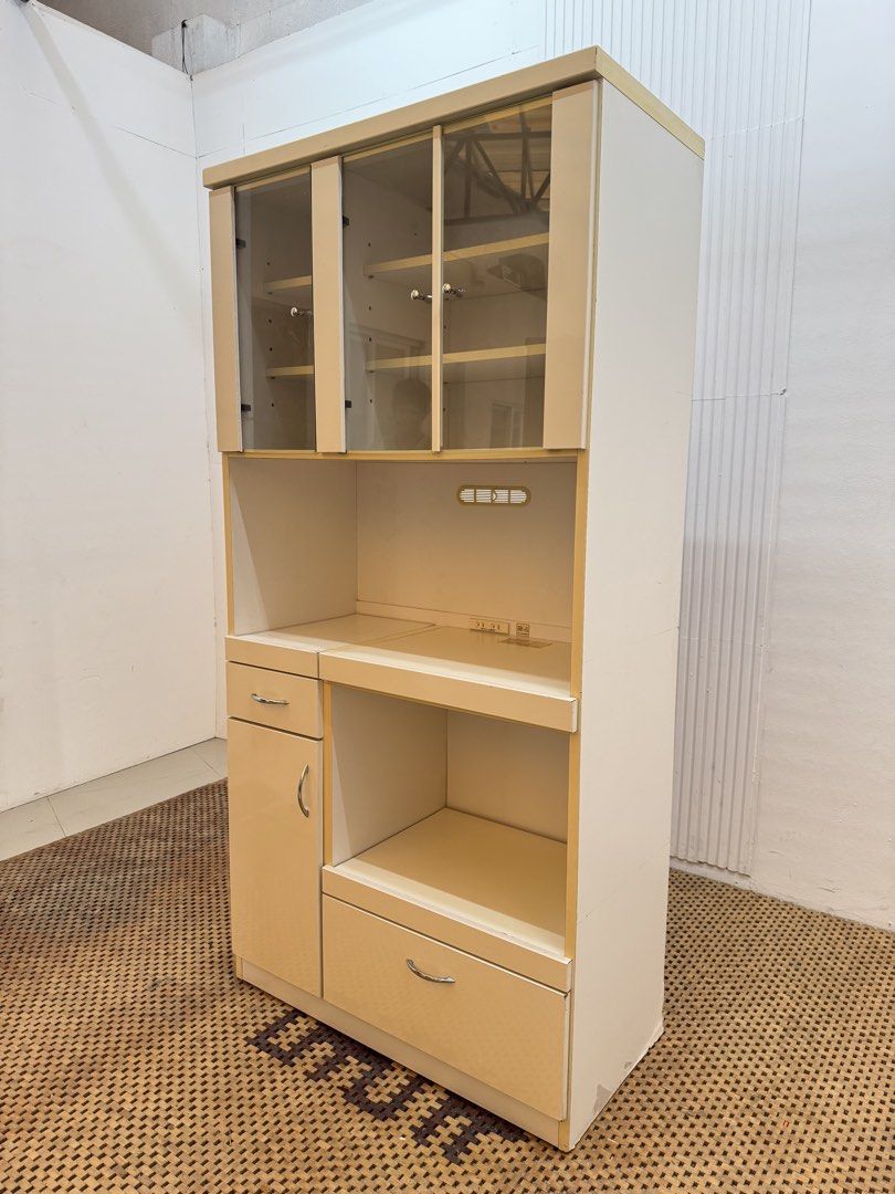 Kitchen Cabinet (Category: Shelves, Cabinets & Racks) located in Quezon City. Submitted by matetdevis13 (Listing ID 1460945064, Image 3). Description: White Kitchen Organizer Cabinet with Pull Out for Microwave Oven or Rice Cooker Price: 8,500 L35 x W17.5 x H71 In good condition Code MJS40-RW906.