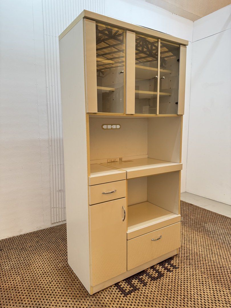 Kitchen Cabinet (Category: Shelves, Cabinets & Racks) located in Quezon City. Submitted by matetdevis13 (Listing ID 1460945064, Image 2). Description: White Kitchen Organizer Cabinet with Pull Out for Microwave Oven or Rice Cooker Price: 8,500 L35 x W17.5 x H71 In good condition Code MJS40-RW906.