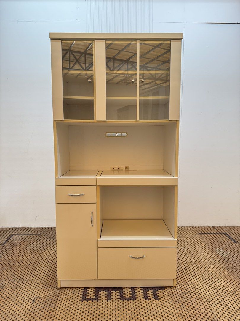 Kitchen Cabinet (Category: Shelves, Cabinets & Racks) located in Quezon City. Submitted by matetdevis13 (Listing ID 1460945064, Image 1). Description: White Kitchen Organizer Cabinet with Pull Out for Microwave Oven or Rice Cooker Price: 8,500 L35 x W17.5 x H71 In good condition Code MJS40-RW906.