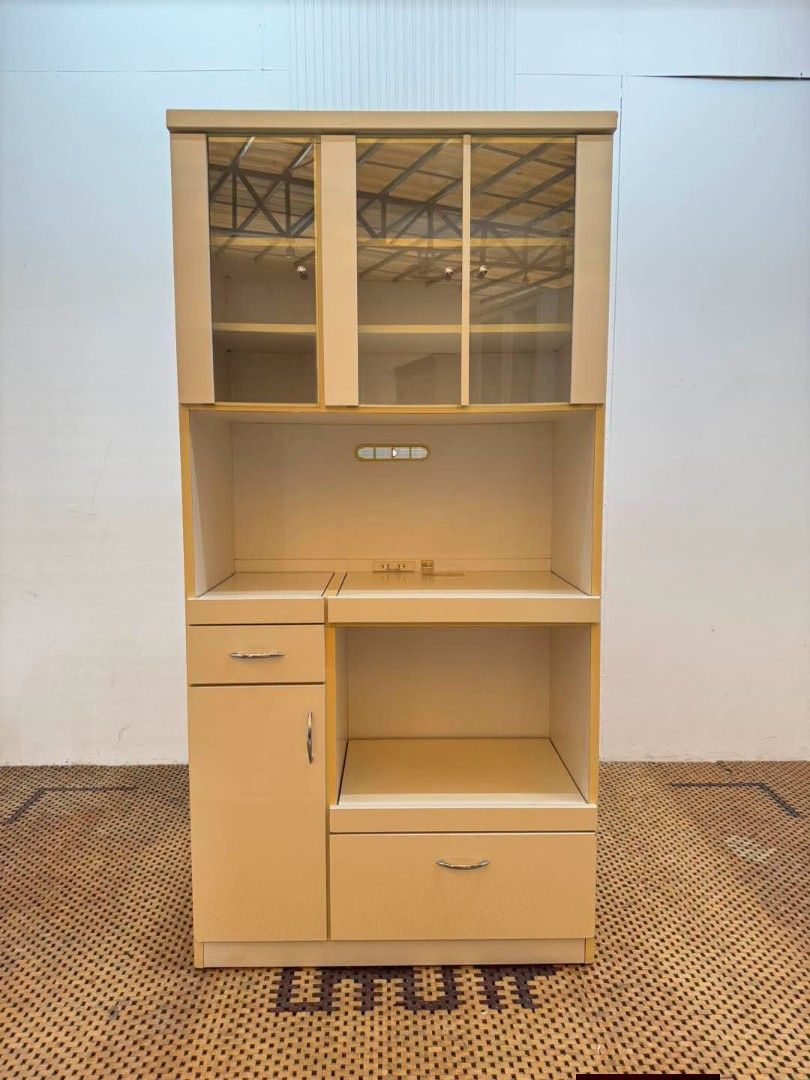 Kitchen Cabinet (Category: Shelves, Cabinets & Racks) located in Meycauayan. Submitted by marygracecasimiro (Listing ID 1460953948, Image 1). Description: White Kitchen Organizer Cabinet with Pull Out for Microwave Oven or Rice Cooker Price: 12,500 L35 x W17.5 x H71 In good condition💜💜.