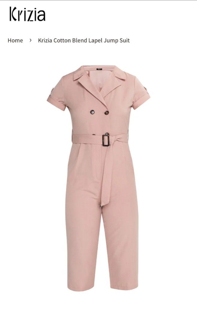 Krizia Cotton Blend Lapel Jumpsuit Pink (Category: Jumpsuits) located in Manila. Submitted by thea.magz (Listing ID 1461019309, Image 1). Description: - Stylish Old Rose Pink Krizia jumpsuit - Lapel collar and double-breasted button closure - Belted waist with buckle for a defined silhouette - Short sleeves with button detail - Versatile for casual or semi-formal occasions - Comfortable cotton blend fabric - Once used only RFS: Decluttering Shipp