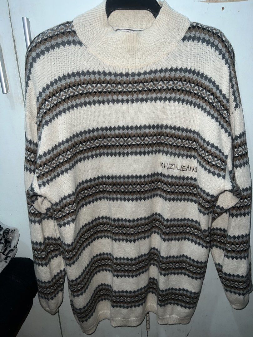 Krizia Jeans Knit Sweater (Category: Coats, Jackets and Outerwear) located in Imus. Submitted by idtuu.eee (Listing ID 1461025205, Image 1). Description: • thrifted, used once • if getting 3 or more = less 20 each • itch material • price can be nego • L - XL rfs: moving out NOTE: Will throw my thrifted listings by the end of September! Manage ur expectations, these are thrifted clothes :).