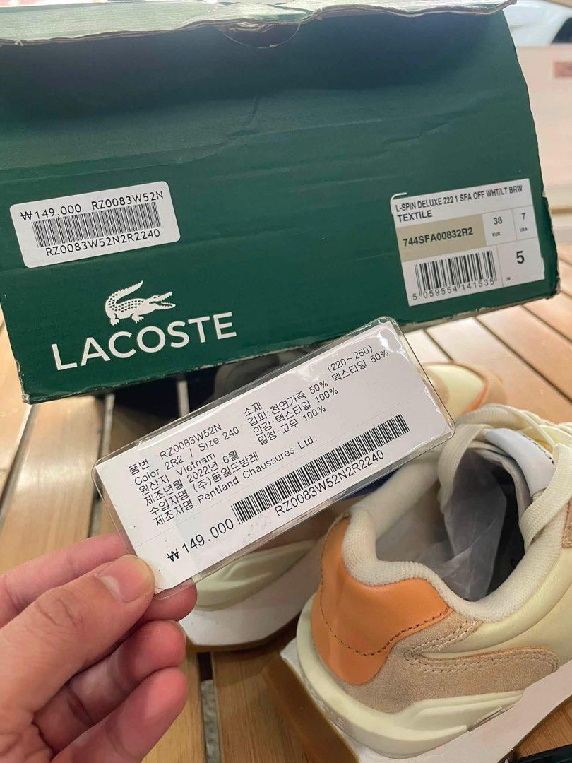 Lacoste Sneakers Cream Orange Size 240 (Category: Sneakers) located in La Trinidad. Submitted by kinleyky (Listing ID 1461047129, Image 3). Description: - Cream and orange Lacoste sneakers - Size 240 - Made in Vietnam - Super comfy and stylish - Great for casual wear - Original price: ₩149,000 - Selling because no longer needed.