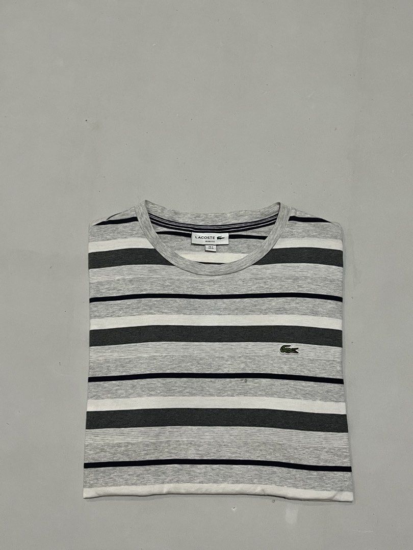 Lacoste tshirt stripes size 4 (Category: Tshirts & Polo Shirts ) located in Iloilo. Submitted by jthrift0 (Listing ID 1461086521, Image 1). Description: Complete tags 20x27 minor dot stain/minor bacon neck para sa maselan .