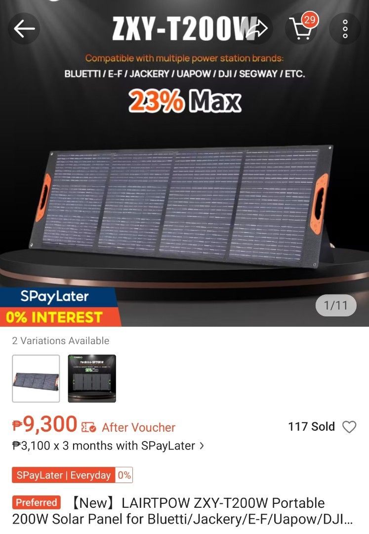 LAIRTPOW Portable Foldable 200W Solar Panel (Category: Other Home Appliances) located in Quezon City. Submitted by pcalej (Listing ID 1461004359, Image 2). Description: Lairtpow Portable Solar 200w for P5,500. Isang beses lang nagamit Free MC4 to XT90 adapter para sa Flowatt Power stations RFS: May solar na sa bahay.