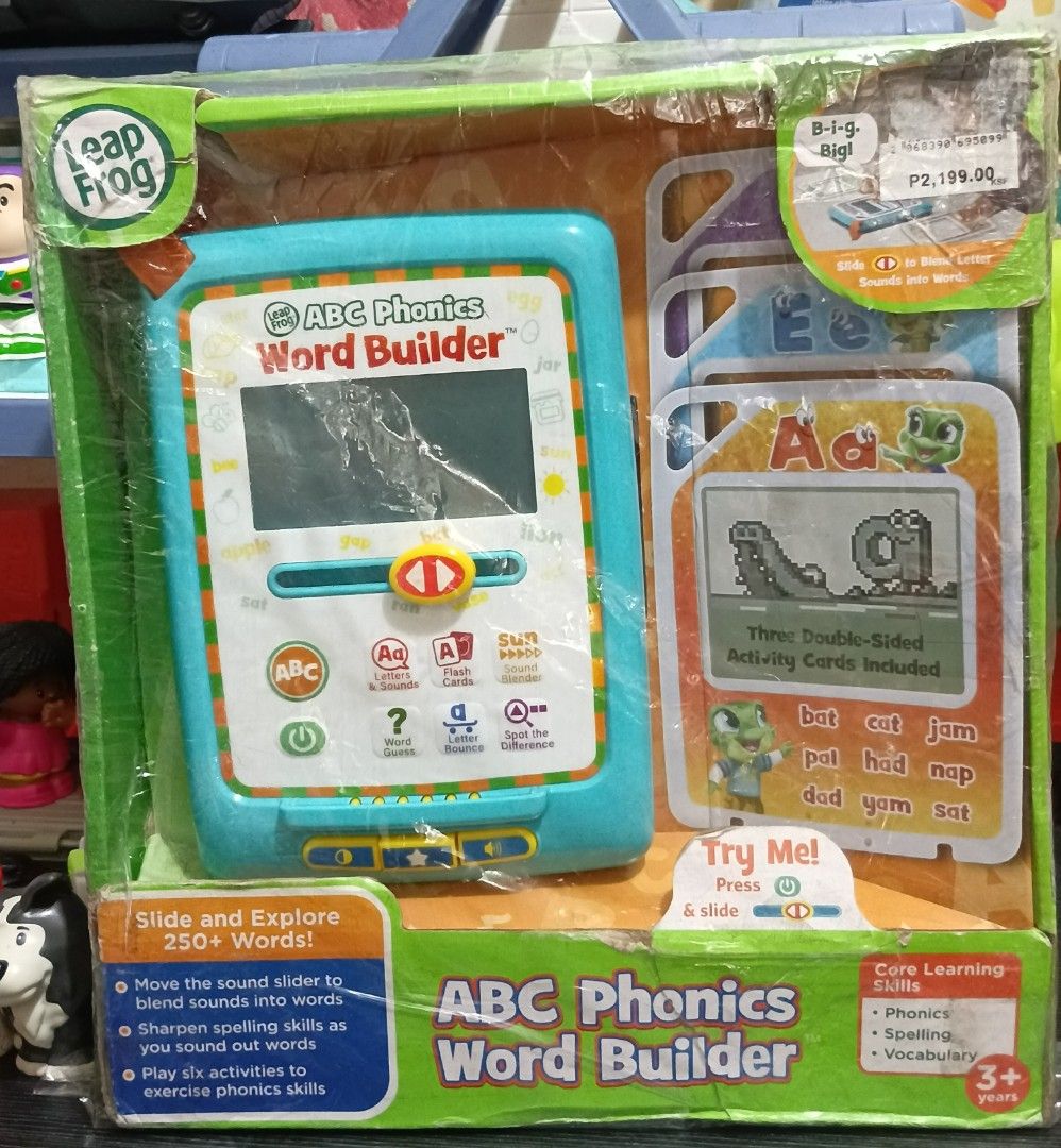 LeapFrog ABC Phonics Word Builder (Category: Educational & Learning Toys) located in Pasig City. Submitted by tllc09 (Listing ID 1461111657, Image 1). Description: Brand new working sounds complete card issue tended box.