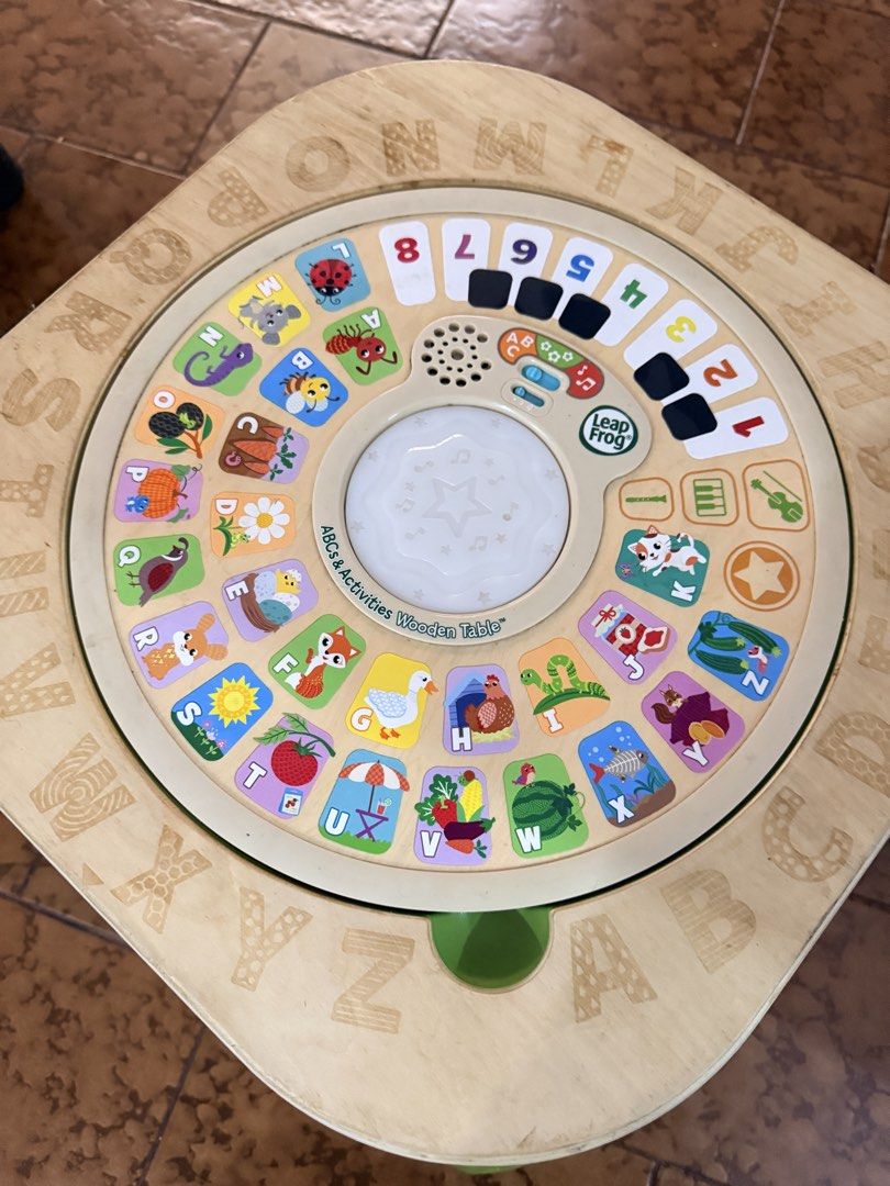 LeapFrog ABCs and Activities Wooden Table (Category: Infant Playtime) located in Quezon City. Submitted by tantantantannnnn (Listing ID 1460959894, Image 2). Description: LeapFrog ABCs and Activities Wooden Table - lightly used - all buttons working - new batteries SRP: 4K RFS: Decluttering 📍Fairview, QC.
