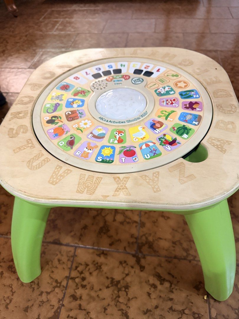 LeapFrog ABCs and Activities Wooden Table (Category: Infant Playtime) located in Quezon City. Submitted by tantantantannnnn (Listing ID 1460959894, Image 1). Description: LeapFrog ABCs and Activities Wooden Table - lightly used - all buttons working - new batteries SRP: 4K RFS: Decluttering 📍Fairview, QC.