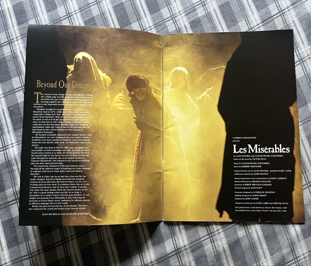 Les Miserables Musical Program Booklet (Category: Storybooks) located in Marikina City. Submitted by dongv70 (Listing ID 1460974095, Image 3). Description: Program booklet from the musical Les Miserables features the london cast photos and information about the show's history and production ₱1800.00 + Shipping.