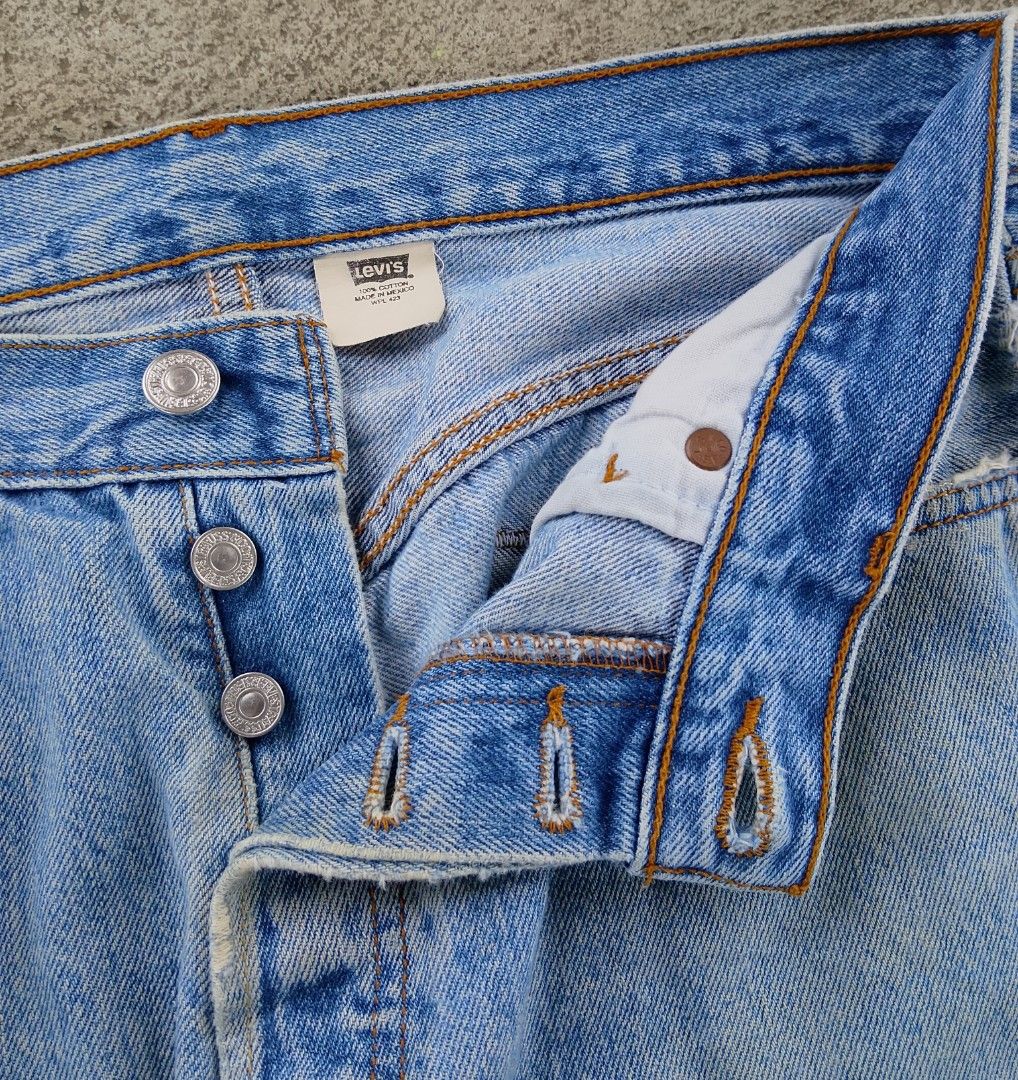 Levis 501 Button Fly Distressed Denim Pants (Category: Jeans) located in Manila. Submitted by gowicollection28 (Listing ID 1461028896, Image 3). Description: Waist: 30-31 Length: 42.5 - dirt , need wash.