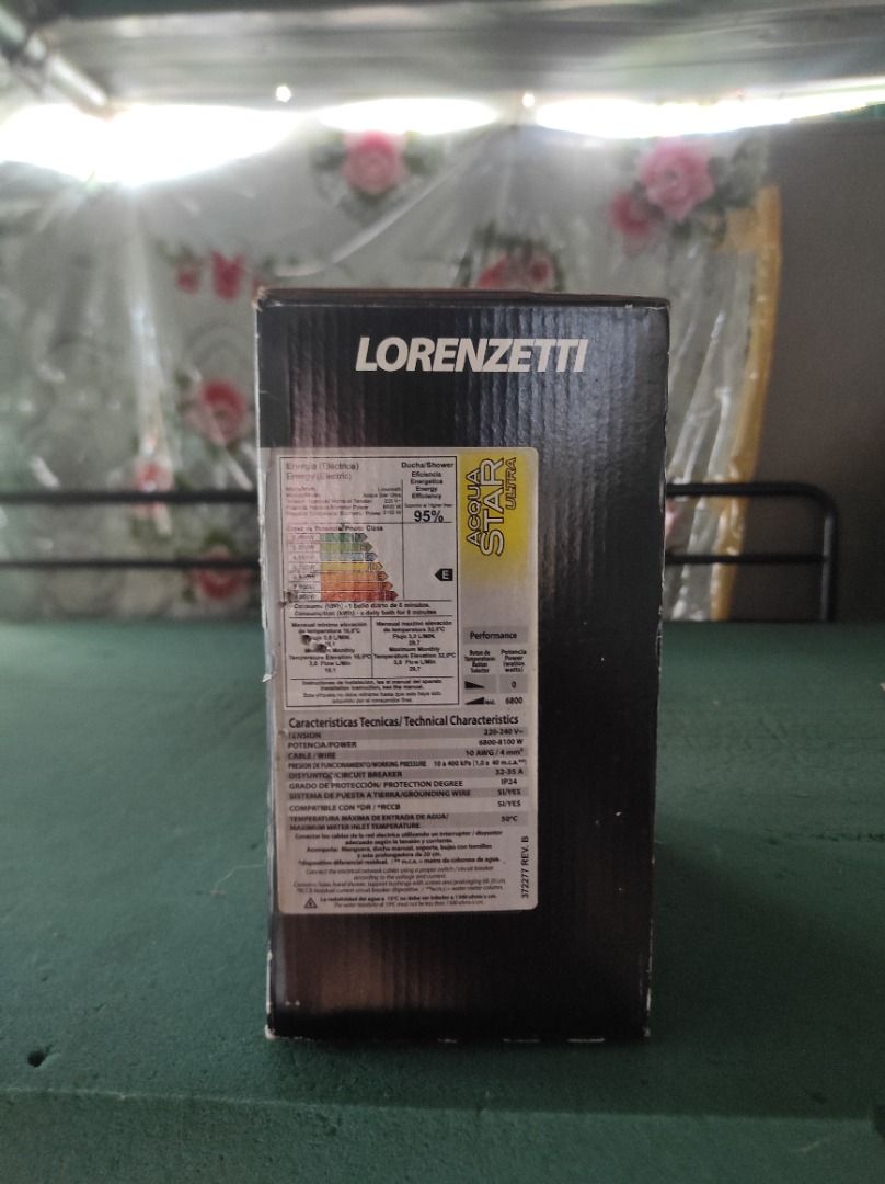 Lorenzetti Acqua Star Ultra Electronic Shower (Category: Bathroom & Kitchen Fixtures) located in Caloocan City. Submitted by jerry.coja14 (Listing ID 1460929328, Image 3). Description: - Lorenzetti Acqua Star Ultra Electronic Shower - Sleek Black and Chrome Finish - Powerful 220V, 6900W performance - Press Plus Technology for High Water Flow - Integrated Residual Current Circuit Breaker (RCCB) for Enhanced Safety - Compatible with Solar Heating S