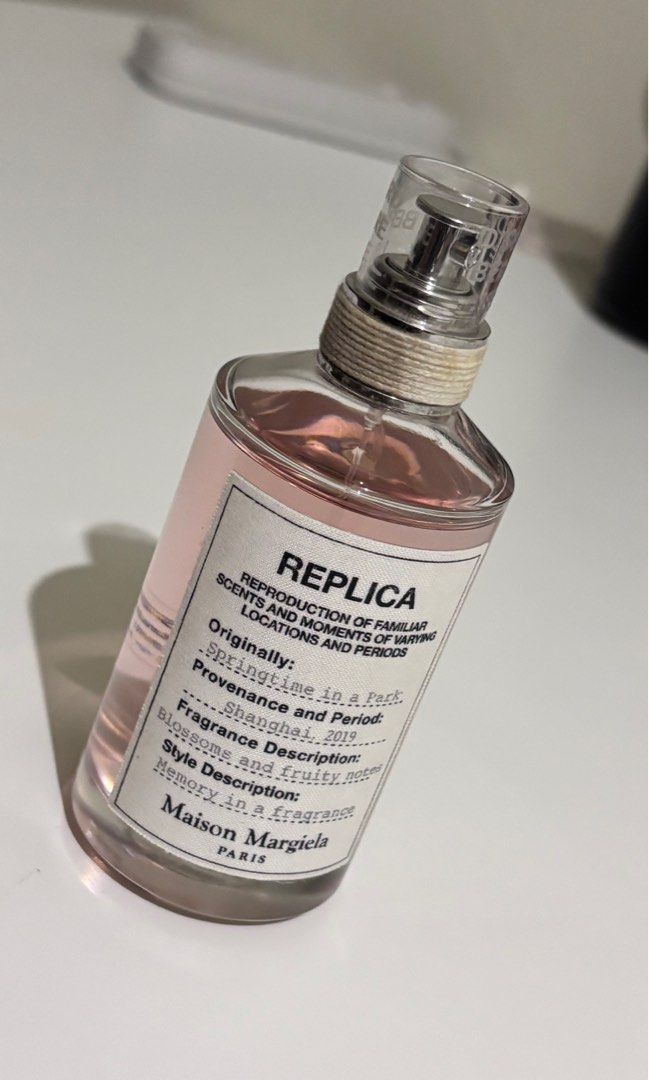 Maison Margiela Replica - Springtime in the Park (Category: Fragrance & Deodorants) located in Manila. Submitted by _maisonseconde (Listing ID 1461019422, Image 1). Description: ON HAND Maison Margiela Replica Springtime in the Park (Real and Authentic) * bought this in singapore 2025 * already faced out in the market *sprayed it only 3 times * there’s only few dmage on the box bc of storage scents/notes - Lily-of-the-Valley - Pear - Musk MOP - B