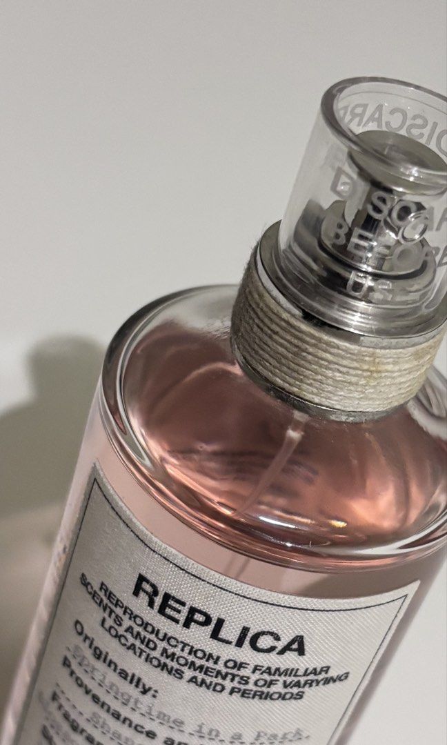 Maison Margiela Replica - Springtime in the Park (Category: Fragrance & Deodorants) located in Manila. Submitted by _maisonseconde (Listing ID 1461019422, Image 2). Description: ON HAND Maison Margiela Replica Springtime in the Park (Real and Authentic) * bought this in singapore 2025 * already faced out in the market *sprayed it only 3 times * there’s only few dmage on the box bc of storage scents/notes - Lily-of-the-Valley - Pear - Musk MOP - B