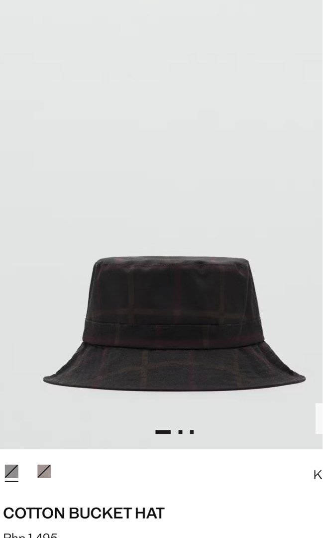 Mango bucket hat (Category: Announcements) located in Las Pinas. Submitted by silvader (Listing ID 1461057044, Image 1). Description: Bnwt Checked dark brown Authentic Mango.