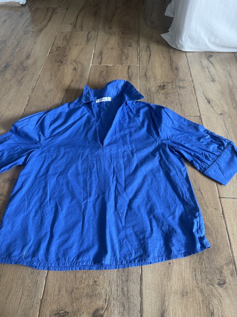 Mango Collared Top (Category: Others Tops) located in Tagaytay City. Submitted by prelovedbytmj (Listing ID 1460987400, Image 3). Description: Mango Collared Blouse. Color Royal Blue. Size Small. Soft Rayon material. Good condition.