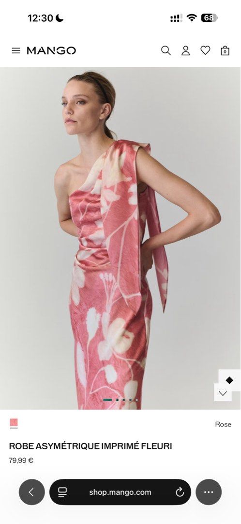 Mango Satin Dress in blush pink (Category: Evening dresses & gowns) located in Manila. Submitted by krookshanks (Listing ID 1461089933, Image 3). Description: - Bought it from Mango in Paris - only used once for a wedding - FYI I'm normally a medium but the bust area did not fit well so I got a Large. I used a safety pin on the right "kili kili" part. - Orig price is 80€ (70php-1€) - actual photo when worn and price tag.