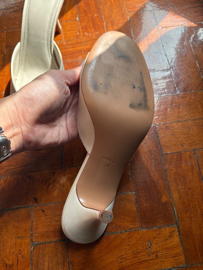 Mango White Heels (Category: Heels) located in Quezon City. Submitted by icecreammonster (Listing ID 1460990659, Image 2). Description: Mango White Kitten Heels Size 8 Used once.