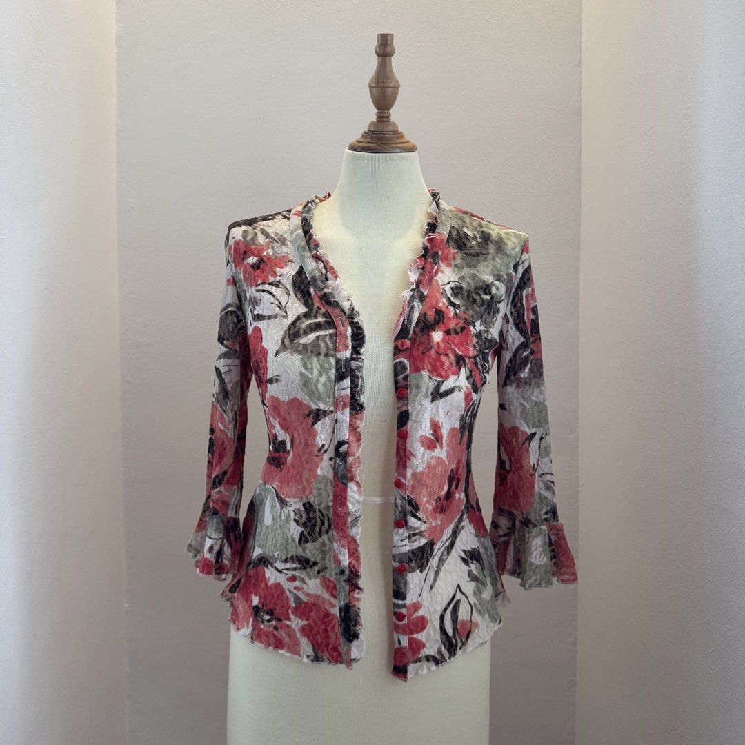marks & spencer floral mesh cardigan (Category: Coats, Jackets and Outerwear) located in Pasay City. Submitted by ultzen (Listing ID 1460938740, Image 2). Description: - marks & spencer floral mesh cardigan - size S fits up to M - perfect for picnics or casual hangouts - can also be for formal events - 9/10 condition - rfs: doesn’t fit me anymore mop: bpi / gcash / maribank mod: j&t / lbc / sdd (mnl).