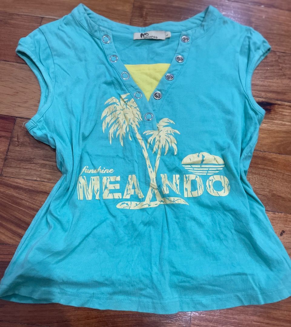 MEANDO Y2k TOP (Category: Shirts) located in Taguig. Submitted by angelricabeltran (Listing ID 1461000669, Image 1). Description: MEANDO Y2k TOP Color: Teal Design: Prints (no flaws) Size: Medium ⋆𓂅✧⋈ ʀᴜʟᴇꜱ ⋆𓂅✧⋈ 🌷 ᴋɪɴᴅʟʏ ᴄᴏᴍᴍᴇɴᴛ “ᴍɪɴᴇ” ꜱᴀ ᴍɪꜱᴍᴏɴɢ ᴘɪᴄ ᴀɴᴅ ᴘʟᴇᴀꜱᴇ ᴍᴇꜱꜱᴀɢᴇ ᴍᴇ ᴀꜱᴀᴘ ꜰᴏʀ ᴄᴏɴꜰɪʀᴍᴀᴛɪᴏɴ. 🌷ɴᴏ ᴄᴀɴᴄᴇʟᴀᴛɪᴏɴ 🌷 ɴᴏ ʀᴇꜱᴇʀᴠᴀᴛɪᴏɴꜱ 🌷 ᴘʟᴇᴀꜱᴇ ꜱᴇɴᴅ ᴀ ᴍᴇꜱꜱᴀɢᴇ ᴀꜱᴀᴘ ᴛᴏ ᴄᴏɴꜰɪʀᴍ ʏᴏᴜʀ ɪᴛᴇᴍꜱ 🌷 ᴀʟʟ ᴅᴇᴛᴀɪʟꜱ ᴀʀᴇ ᴀʟʀᴇᴀᴅʏ ᴘʀᴏᴠɪᴅᴇᴅ ᴇᴀᴄʜ ᴘʜᴏᴛᴏ’ꜱ.