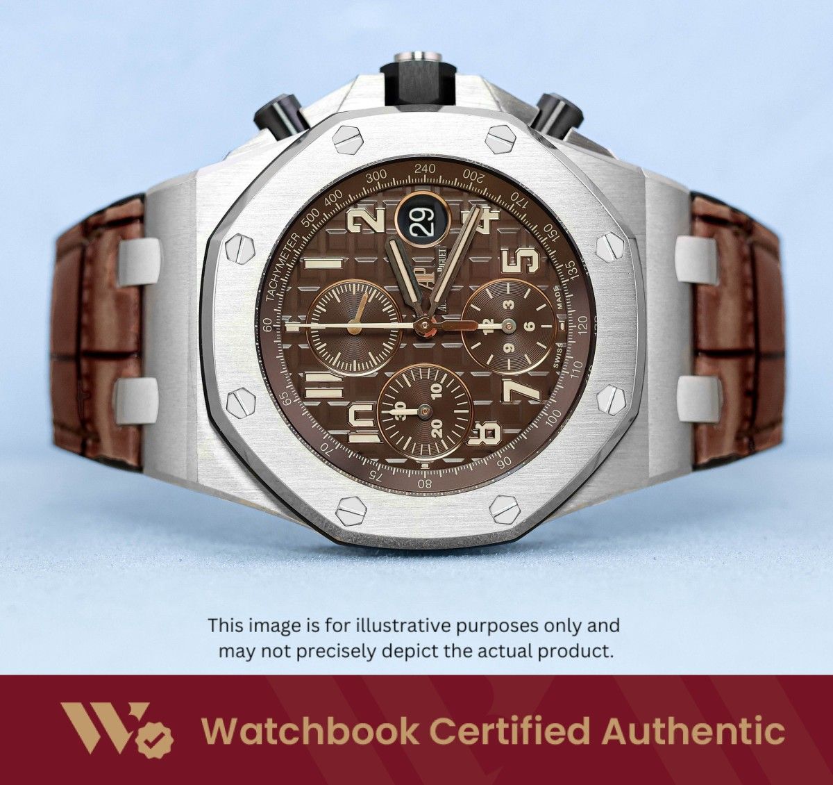 [Mint] Audemars Piguet Royal Oak Offshore Havana Leather 26470ST.OO.A820CR.01 26470ST AP Brown Dial A7973 | Jun 2017 (Category: Watches) located in Singapore. Submitted by watchbooksg (Listing ID 1451218738, Image 1). Description: Watchbook Swiss-Standard Certified: Professional Authentication You Can Trust Every watch undergoes systematic 60-point verification by Swiss-trained watchmakers at our in-house Watchbook Service Centre. We verify all c