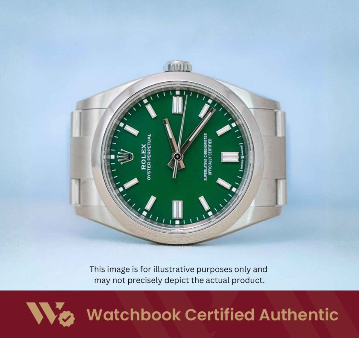 [Mint] Rolex Oyster Perpetual Oyster 126000 OP Green Dial A7932 | Apr 2026 (Category: Watches) located in Singapore. Submitted by watchbooksg (Listing ID 1450808719, Image 1). Description: Watchbook Swiss-Standard Certified: Professional Authentication You Can Trust Every watch undergoes systematic 60-point verification by Swiss-trained watchmakers at our in-house Watchbook Service Centre. We verify all checkpoints—movement, dial, case, bracelet,