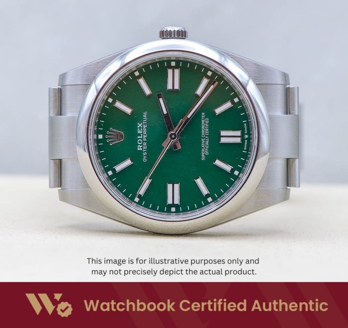 [Mint] Rolex Oyster Perpetual Oyster 124300 OP Green Dial A8446 | Jun 2024 (Category: Watches) located in Singapore. Submitted by watchbooksg (Listing ID 1458349787, Image 1). Description: Watchbook Swiss-Standard Certified: Professional Authentication You Can Trust Every watch undergoes systematic 60-point verification by Swiss-trained watchmakers at our in-house Watchbook Service Centre. We verify all checkpoints—movement, dial, case, bracelet,