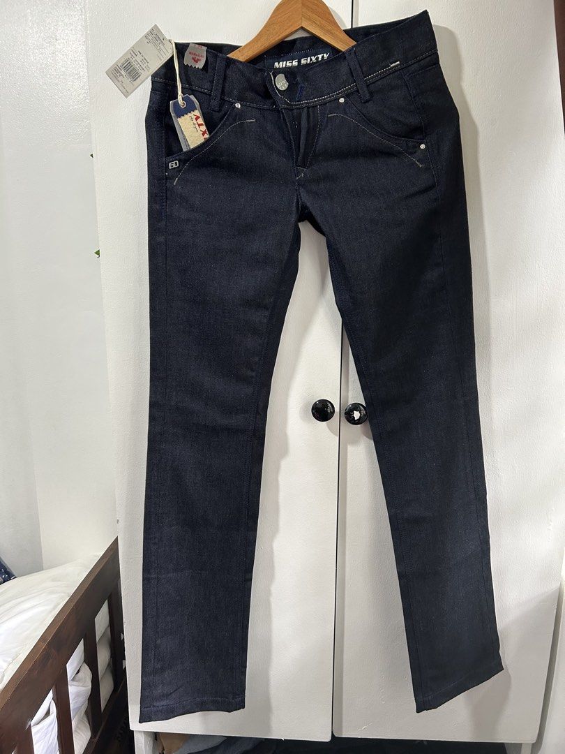 Miss Sixty Dark Wash Regular Slim Jeans (Category: Jeans) located in Manila. Submitted by jaychrismagalongpreloved (Listing ID 1460945593, Image 2). Description: - Brand: Miss Sixty MISS SIXTY Raw denim Jeans Regular Slim Style Karen Brand new with Tags & Extra Buttons ✨ No Issues 💯 Bought in Japan 🇯🇵 RFS: Need Funds Size : 26 W 34 L Location : Havana st. Santa Ana Manila 📍 Can do meet up Manila nearby Pm me for more details 📥 - Color: Dark 