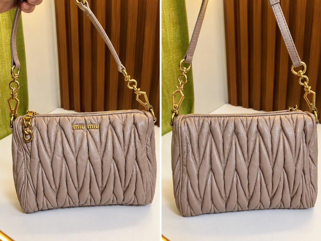 MIU MATELASSE SLING BAG (Category: Luxury Bags & Wallets) located in Bontoc. Submitted by athena_zia (Listing ID 1461022012, Image 1). Description: MIU MIU MATELASSE SLING BAG DISTRESSED LEATHER GENUINE SUPER NICE IN ACTUAL CODED AND LAMPO UNDER ZIPPER KINDLY PM FOR MORE DETAILED PHOTOS ❤️ GOD BLESS.