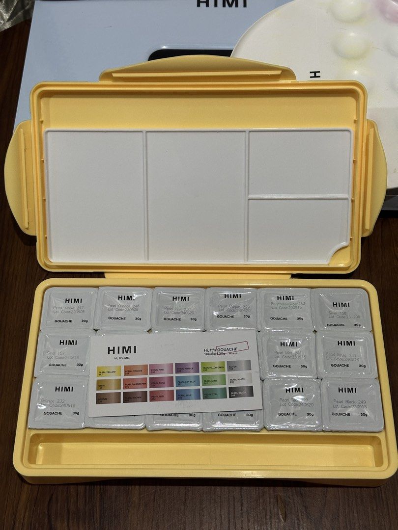 MIYA HIMI Gouache Paint, Brushes, & Pad (Category: Art & Prints) located in Quezon City. Submitted by gentle_le (Listing ID 1460944838, Image 2). Description: 🔹 MIYA HIMI 112-color 12ml gouache paint set (barely used) — ₱1,650 (original price: ₱2,100) 🔹 MIYA HIMI 18-color 30ml metallic gouache paint set (brand new, sealed) — ₱700 (OP: ₱750) 🔹 MIYA HIMI gouache pad (used) — ₱170 (OP: ₱245) 🔹 MIYA gouache spray 200 ml (barely used) — ₱230 (OP: 