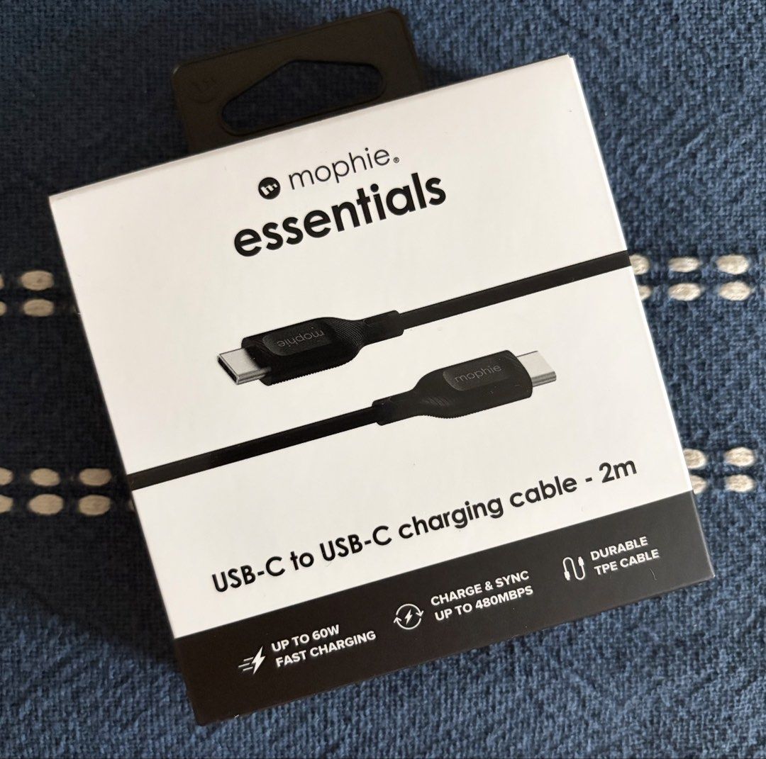 MOPHIE Essentials USB-C to USB-C 2m Charging Cable (Category: Chargers & Cables) located in Makati City. Submitted by mommy_mu (Listing ID 1460937693, Image 1). Description: Mophie Essentials USB-C to USB-C charging cable Brand: Mophie Length: 2 meters Color: Black BRAND NEW (sealed) P350.00 (negotiable) Shipping/delivery fee will depend on rate of courier/delivery provider to your location. See shipping/delivery options below. 🚩 No COD. Payment