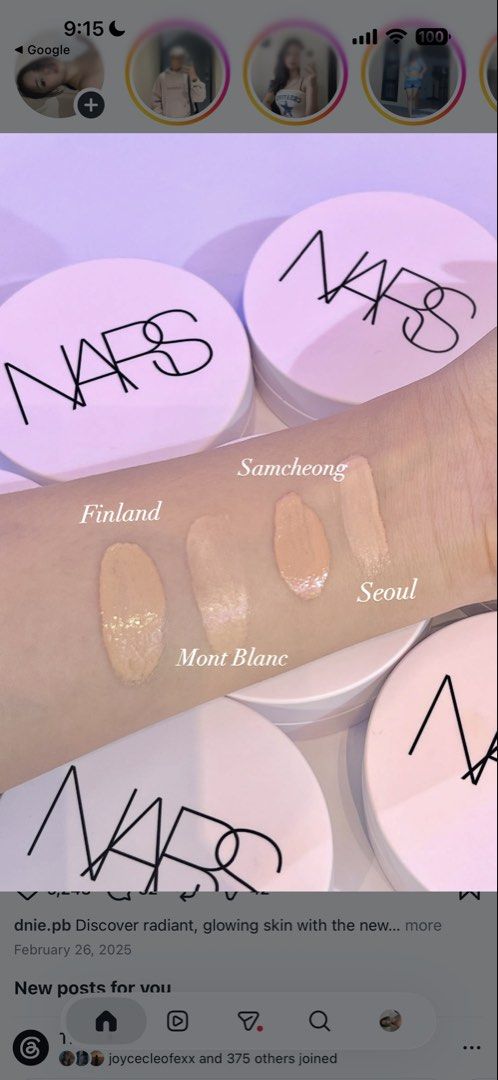 Nars Light Reflectinv Cushion Foundation (NEW RELEASE) (Category: Makeup) located in Taytay. Submitted by betterthanbare (Listing ID 1460957668, Image 2). Description: Mine + shade 🤎Mont Blanc-2 slot 🤎Samcheong- 8 slot.