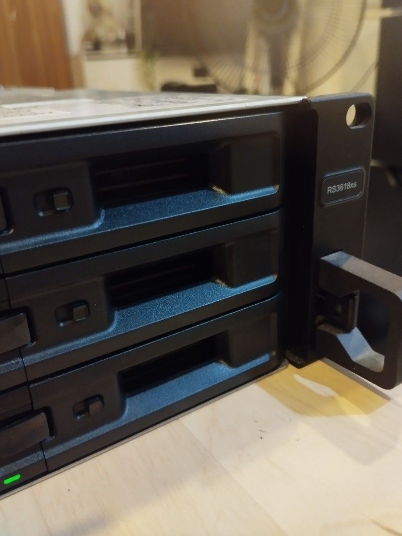 NAS Synology RS3618xs 12bay (Category: Hard Disks & Thumbdrives) located in Manila. Submitted by jc.cruz21 (Listing ID 1461066935, Image 2). Description: Model RS3618xs - 12 bay Synology Rackstation Included 3.5hdd per bay total of 24TB2022 Dual port 10GbE Ready for Deployment Projects, Hosting, Video Recording, File Archive 105k negotiable...