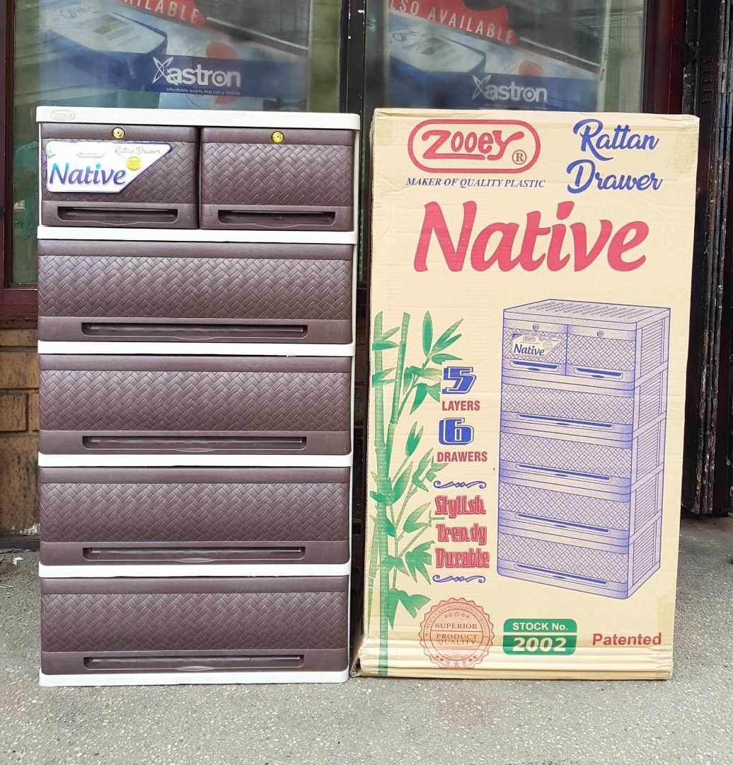 Native 5 Layer Drawer Cabinet Rattan Design Drawer Cabinet (Category: Shelves, Cabinets & Racks) located in Tayabas. Submitted by lovelyalcaraz (Listing ID 1460934363, Image 1). Description: Native 5 Layer Drawer Cabinet Rattan Design Drawer Cabinet Dimension L60xW40xH110cm Native 6 Layer Drawer Cabinet Rattan Design Drawer Cabinet Size L60xW40xH131cm.