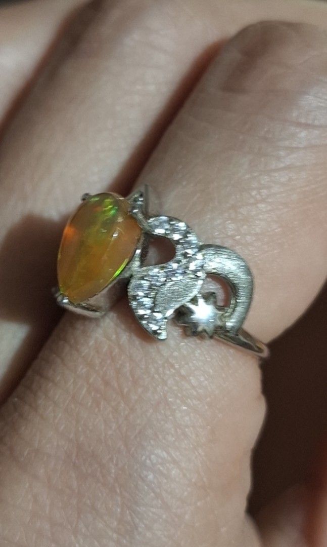 Natural Opal Ring (Category: Rings) located in Baguio. Submitted by marinel.caranto (Listing ID 1461008693, Image 2). Description: natural opal with beautiful play of color strong flash with simulated diamonds 3200.00 only silver.