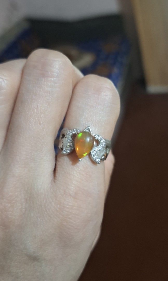 Natural Opal Ring (Category: Rings) located in Baguio. Submitted by marinel.caranto (Listing ID 1461008693, Image 1). Description: natural opal with beautiful play of color strong flash with simulated diamonds 3200.00 only silver.