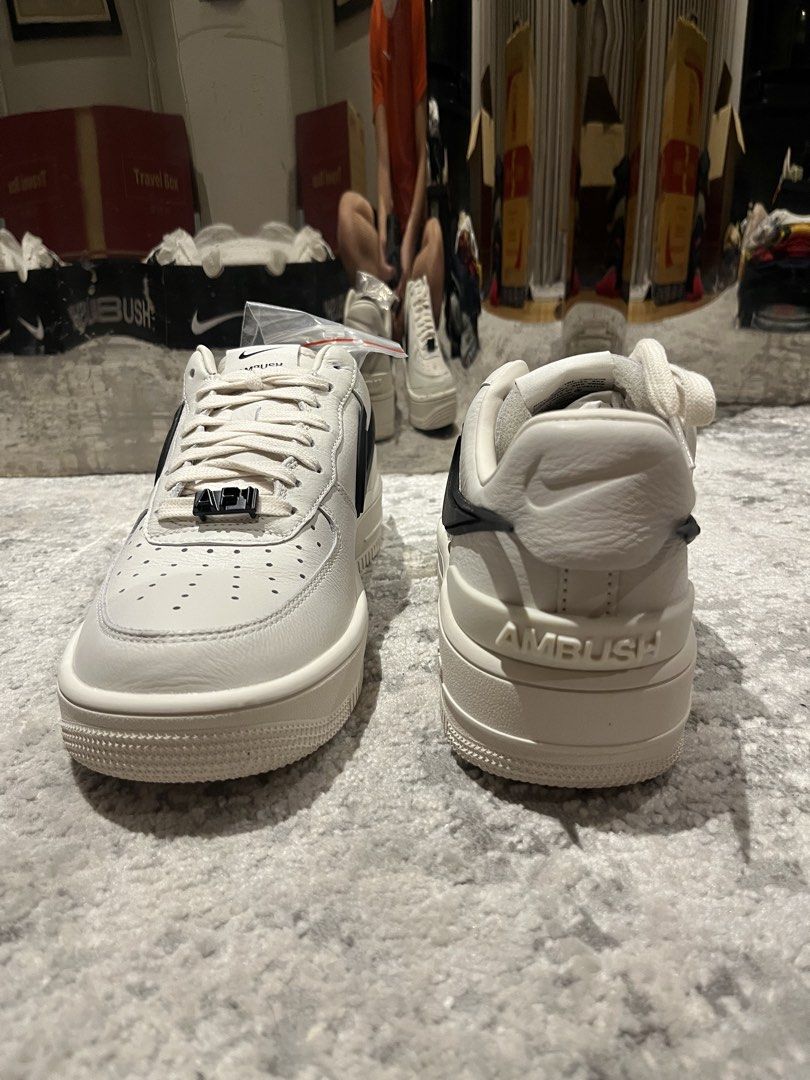 Nike x Ambush Air Force 1 Low SP Phantom Black (Category: Sneakers) located in Quezon City. Submitted by purplepproni (Listing ID 1461007310, Image 1). Description: - Nike x Ambush Air Force 1 Low SP - Colorway: Phantom/Black - Size: US 9.5 / UK 8.5 / EU 43 - Condition: Brand New - Includes: Original box and packaging - Special Edition: Collaboration piece.