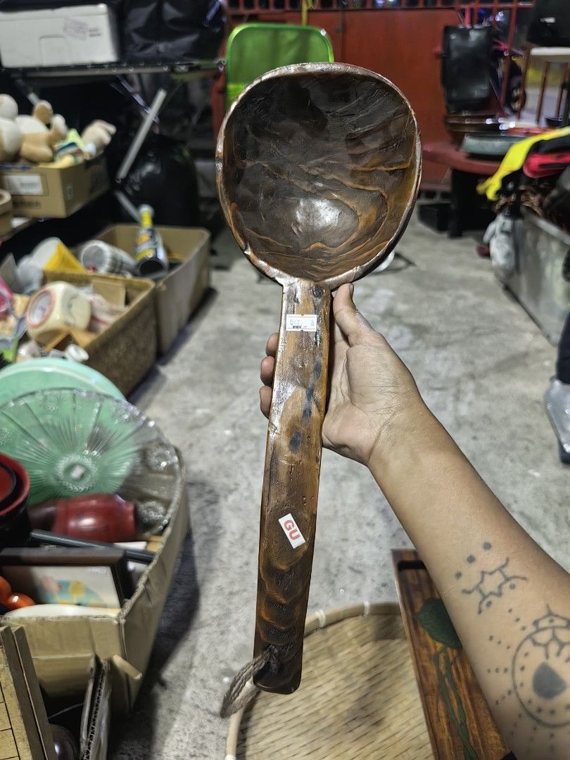 oversized hand-carved wooden spoon (Category: Cookware & Accessories) located in Calamba. Submitted by princesspauliney. (Listing ID 1461037385, Image 1). Description: Big and sturdy One solid piece of wood Shoppee check out.