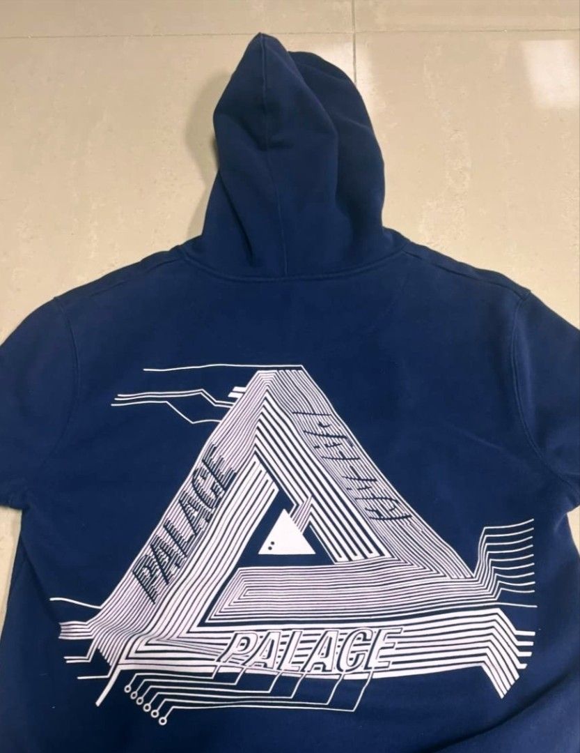 Palace Blue Graphic Hoodie (Category: Hoodies) located in Manila. Submitted by louiefinds26 (Listing ID 1460927651, Image 3). Description: Authentic palace Ukay only Excellent color rate 21x28 .