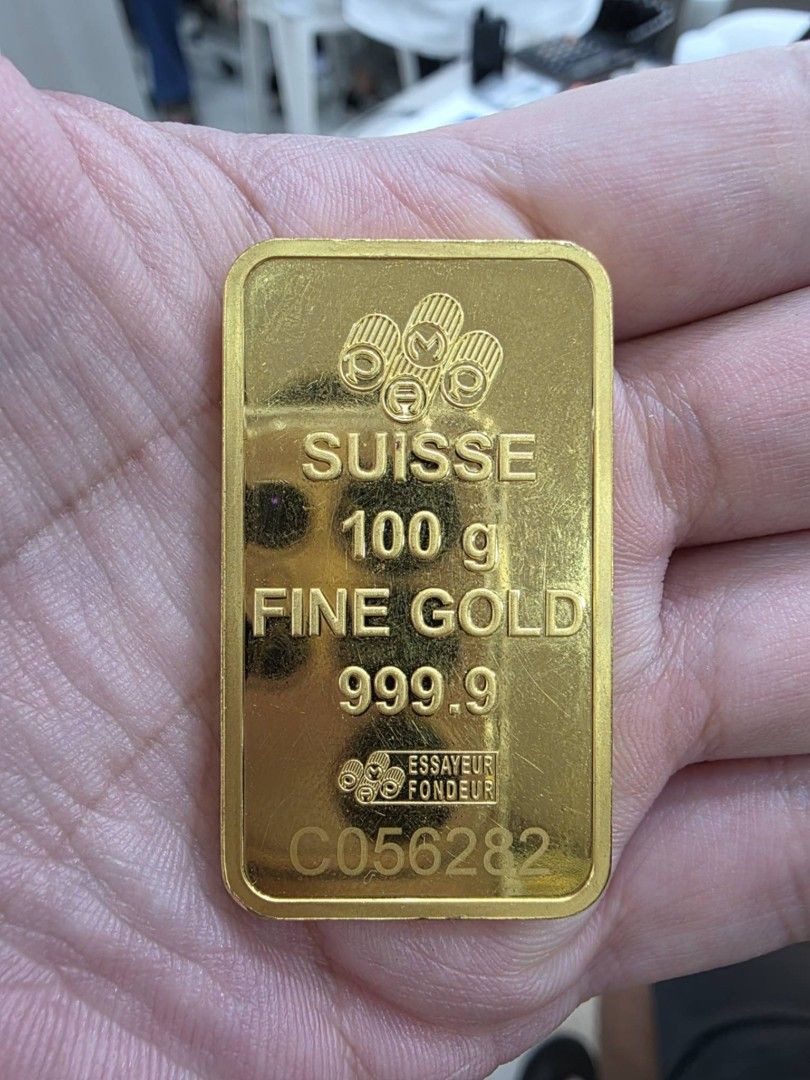 PAMP 100 Grams Gold Bar (Category: Currency) located in Manila. Submitted by trumpisthedevil (Listing ID 1461055634, Image 1). Description: 100 grams 999 24k 9500pg binondo.