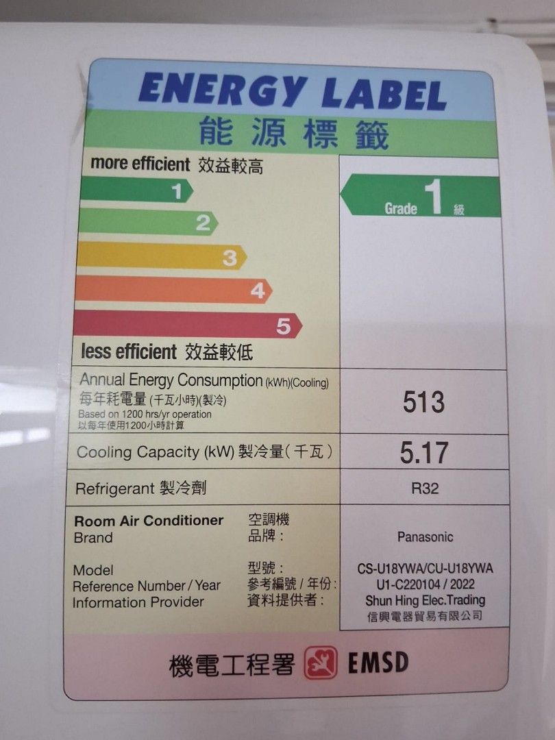 Panasonic 變頻冷氣機 CS-U18YWA （分類：冷氣機及暖風機）位於 Hong Kong。 由 terrylaidc53935 提交（商品編號 1460964775，圖片 2）。簡介： Panasonic 變頻窗口式分體冷氣機 (2匹)，Grade 1 級能源標籤，好慳電。製冷量 5.17 千瓦。雪種係 R32。 用了不夠1年，冷氣機很新，製冷能力強，正常運作。 需自行上門拆走及運走 $2000。