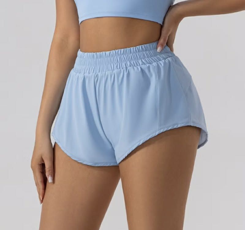 Pastel Blue Running Shorts with Brief Lining (Category: Activewear) located in San Juan City. Submitted by e_declutters2019 (Listing ID 1461083685, Image 1). Description: • size S-M • has inner lining brief.