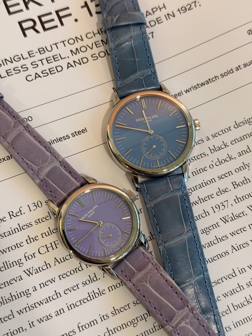 Patek Philippe Tokyo Edition 6127G (blue) & 7127G (purple) （分類：手錶）位於 Hong Kong。 由 galactic_watch_hk 提交（商品編號 1460973022，圖片 1）。簡介： Patek Philippe Tokyo Edition 6127G (blue) & 7127G (purple) Movement : Manual winding Condition: Unworn, 08/2023 Full Set with Certificate and Box Cash Price HKD500000 for set We accept cash/FPS/Bank Wire/Credit Card💵 Welcome to trade in your watches with us🤎 Galactic Watch 📍Room 05-06, 18/F, Podium Plaza, 5 Hanoi Roa