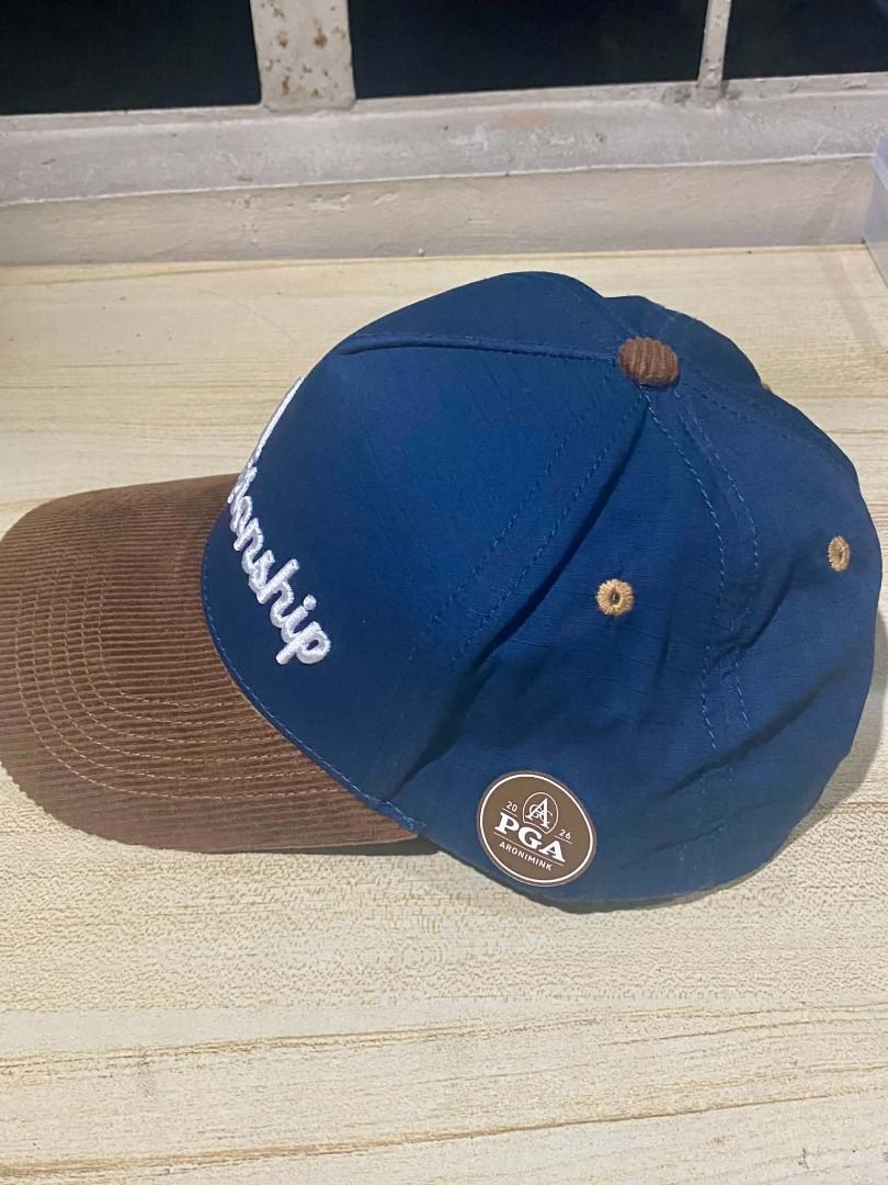PGA Championship Golf Cap. (Category: Caps & Hats) located in Quezon City. Submitted by carlos132 (Listing ID 1461092630, Image 2). Description: - Official PGA Championship event merchandise. - Navy twill crown, brown corduroy brim. - "PGA Championship" embroidered in white script. - PGA of America side patch..