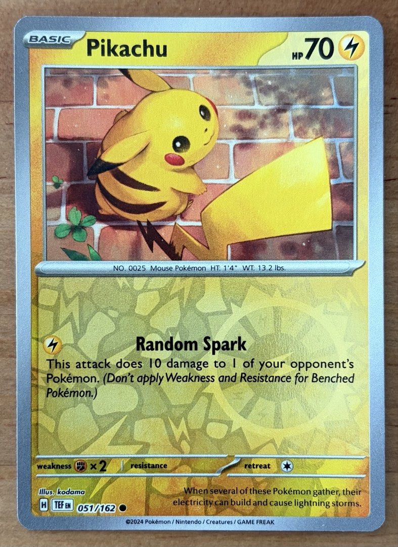 Pikachu [Rev Holo] | Pokemon Cards ~ Temporal Forces (Category: Raw Singles) located in Makati City. Submitted by cardlab (Listing ID 1460935568, Image 1). Description: Items are 💯 authentic/original/legit. About The Card: •Language: EN • Number: 051/162 • Common • Reverse Holofoil FOR: • Cards ₱99 and below with Card Sleeves • Cards ₱100 and up with Card Sleeves and Used Toploader • ₱10 for Bnew Tops Packaging (If Shipping): ✔️ Plastic cover ✔️