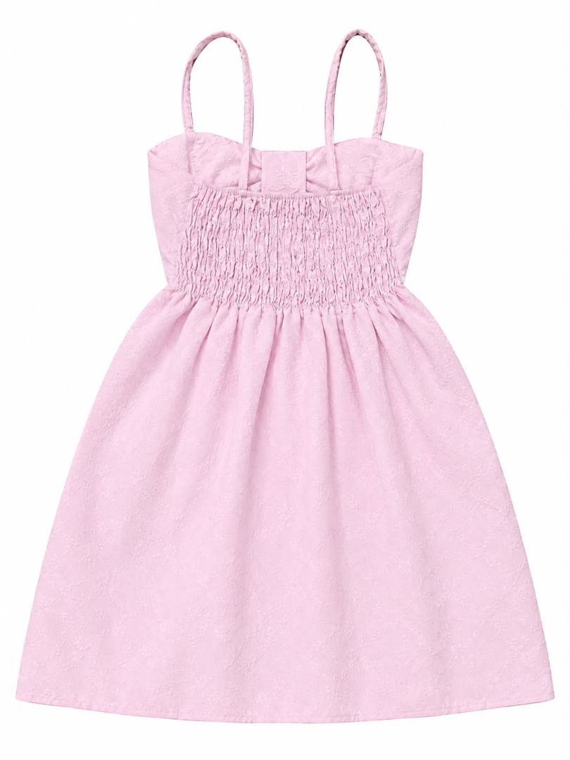 Pink Bow Spaghetti Strap Mini Dress#73 (Category: Dresses) located in Caloocan City. Submitted by outfitloop (Listing ID 1461115261, Image 3). Description: - Adorable pink mini dress - Features a large bow detail on the bust - Textured fabric all over for a unique look - Comfortable elasticated waistline - Flattering A-line skirt IMPORTANT: • 1st photo is an AI styling/model preview for reference on how the item may look when worn. • Please refer