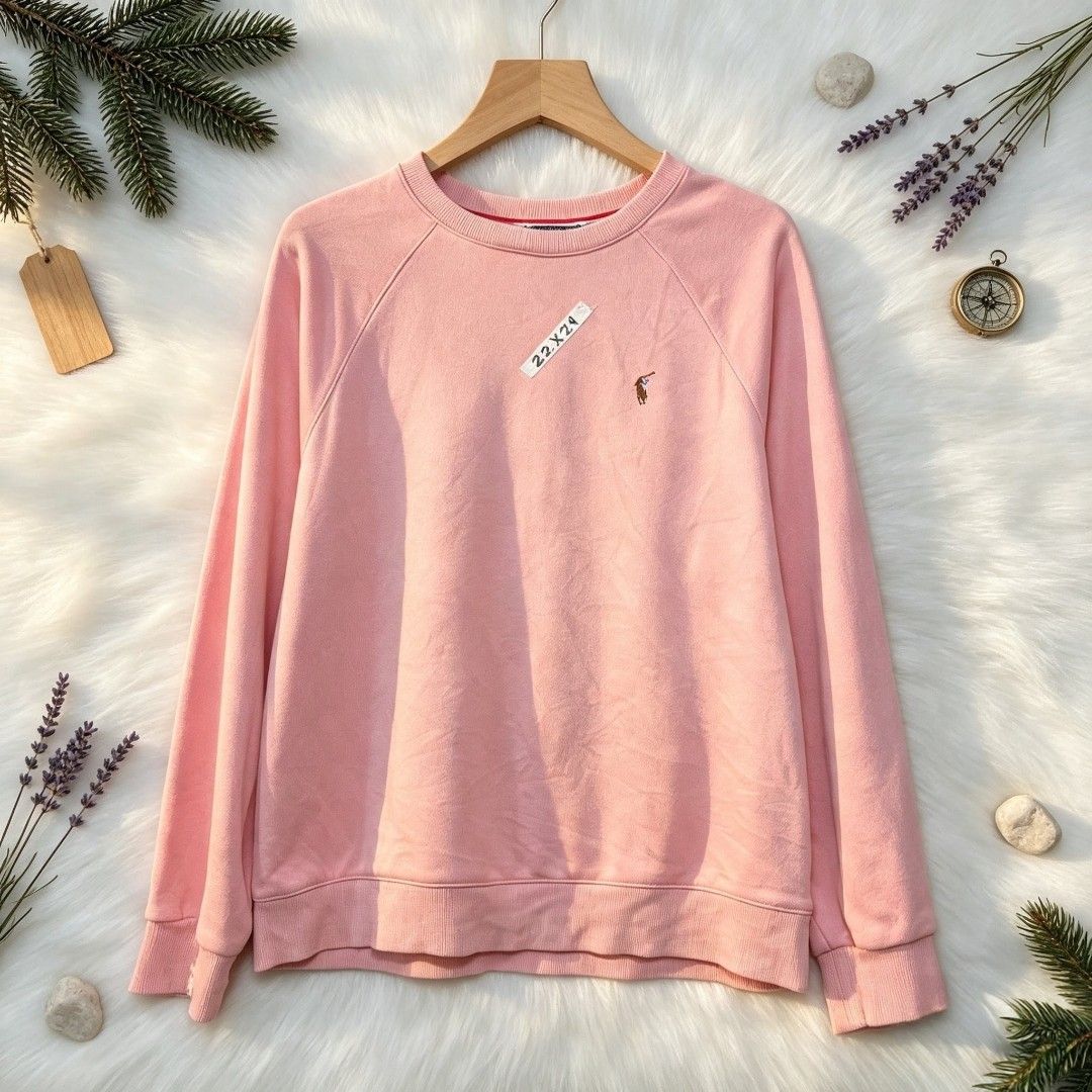 Pink Polo Ralph Lauren Sweatshirt (Category: Longsleeves) located in Manila. Submitted by momofunodos (Listing ID 1460963535, Image 1). Description: - Cute pink sweatshirt from Polo Ralph Lauren - Features the classic polo player logo embroidered on the chest - Raglan sleeves for a comfortable fit - Ribbed cuffs and hem - Great for casual wear.