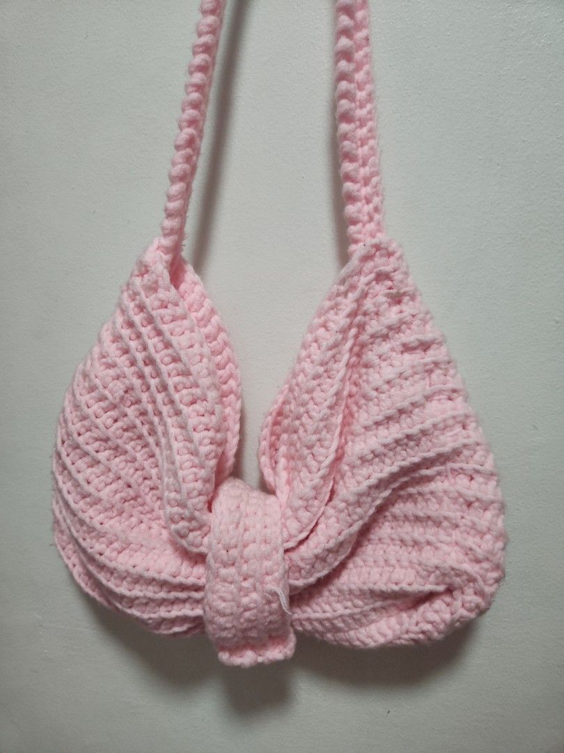 Pink Ribbon Crochet Bag (Category: Shoulder Bags) located in Caloocan City. Submitted by woainidoll (Listing ID 1461024655, Image 2). Description: - Adorable pink ribbon crocheted bag - Comfortable crocheted straps - Ideal for carrying your small essentials - Handmade with a unique design.