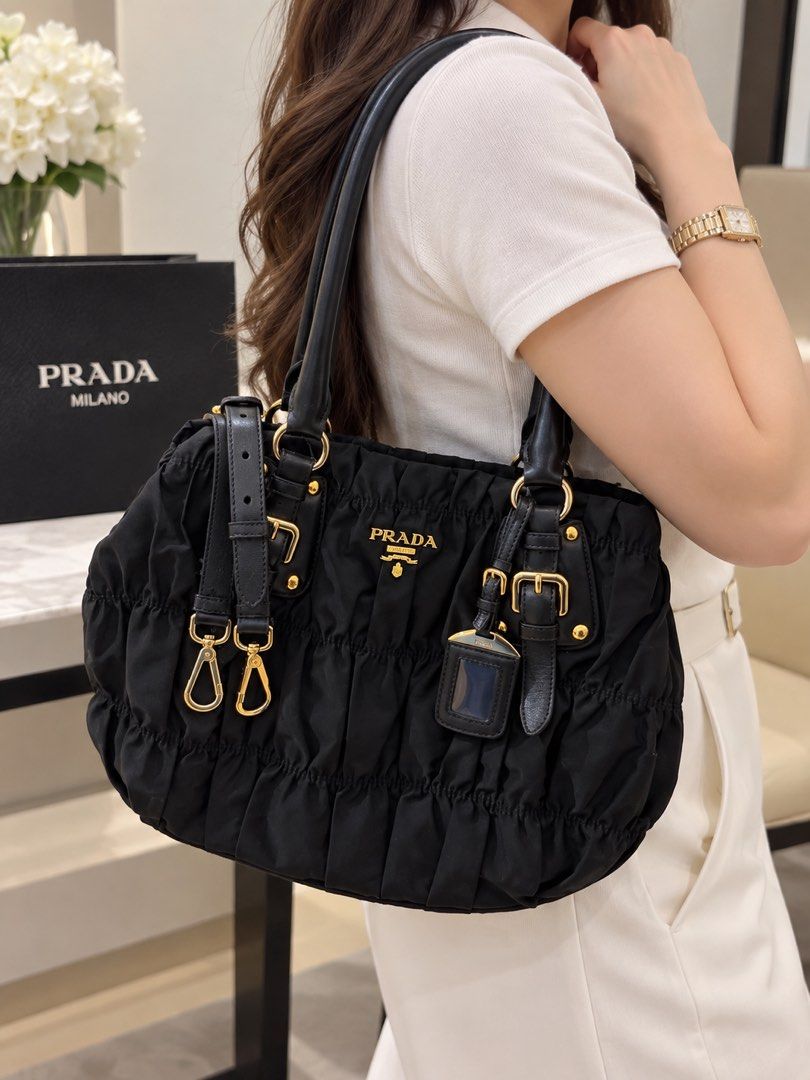 Prada Bag- Gaufre (black) (Category: Cross-body Bags) located in Makati City. Submitted by lambogirl (Listing ID 1460983459, Image 3). Description: ✔️100% authentic- verified acct ✔️comes with strap, authenticity card, entrupy and dust bag ✔️Free shipping or pick up (Makati).