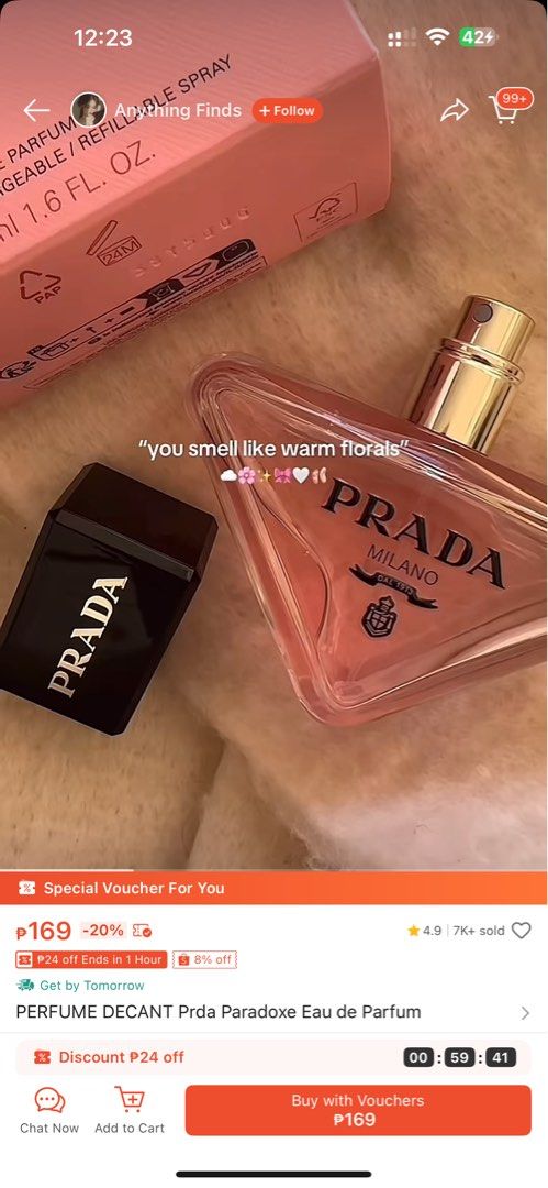 Prada Paradoxe Eau de Parfum us tester (Category: Fragrance & Deodorants) located in Manila. Submitted by tipidfinds888 (Listing ID 1461088926, Image 2). Description: - Prada Paradoxe Eau de Parfum -selling super low limited stocks only - Scent profile: Warm florals - trending perfume.
